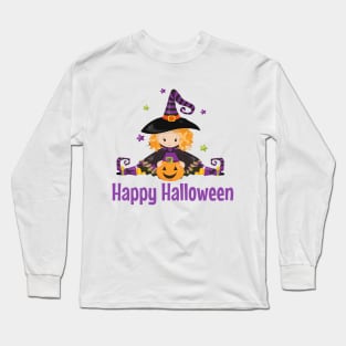 Halloween Witch Shirt Pumpkin Stars Witchy Tee Long Sleeve T-Shirt